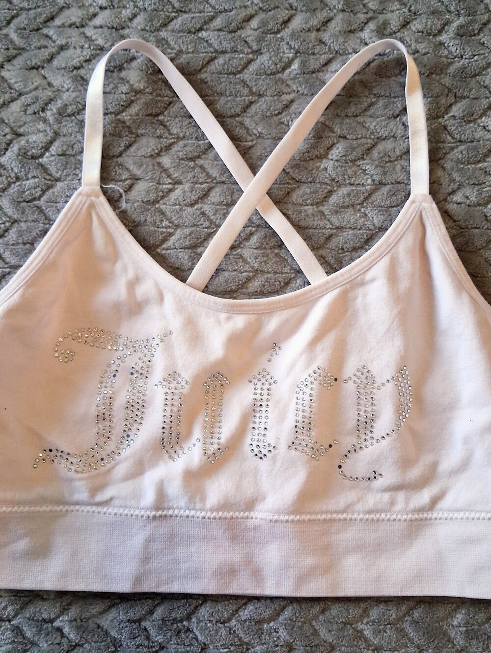 Juicy Couture Pink Rhinestone-Logo Strappy Bralette